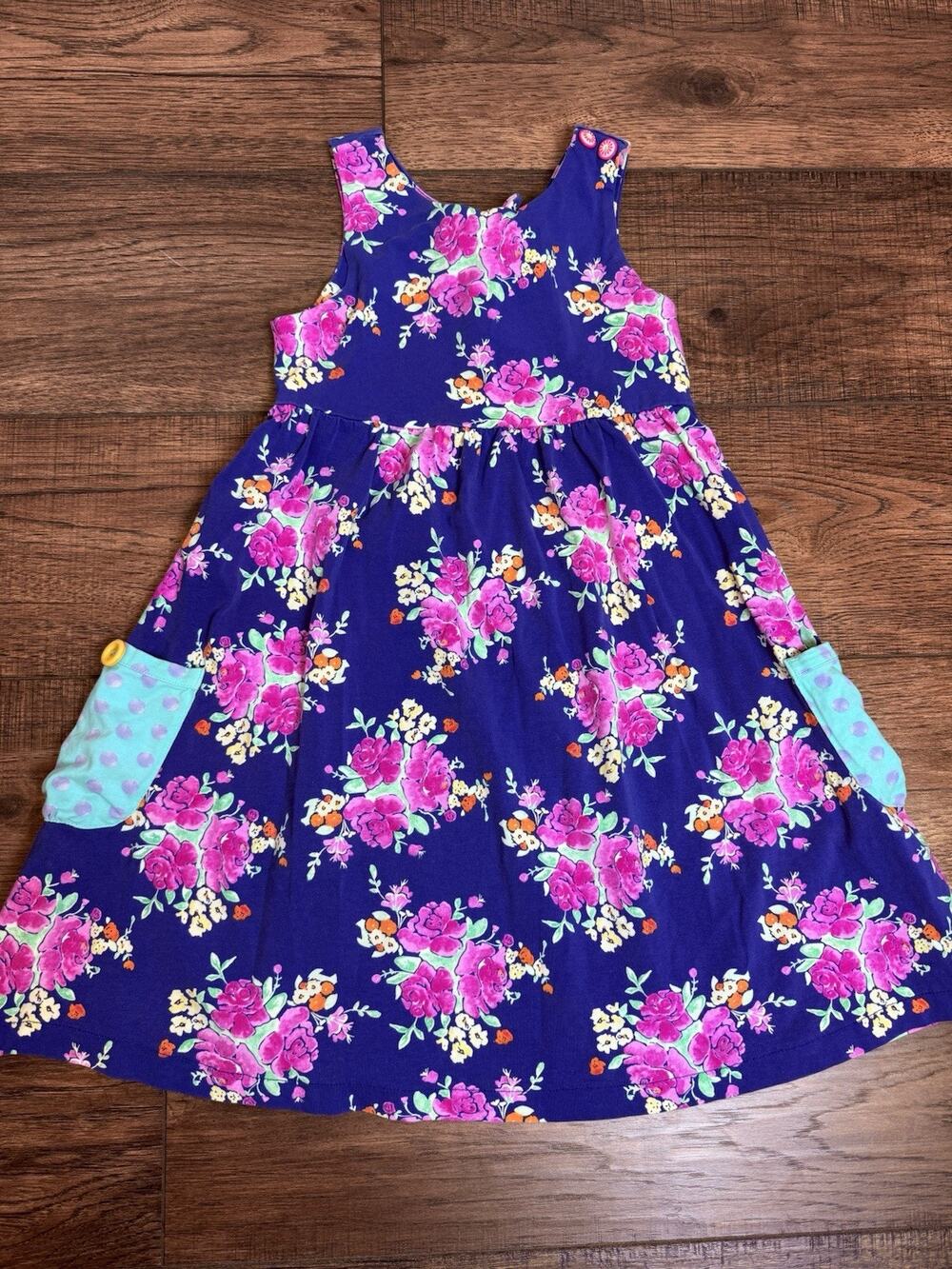 MATILDA JANE Girls Monkey In The Middle Dress Size 10 Blue Purple Floral Pockets